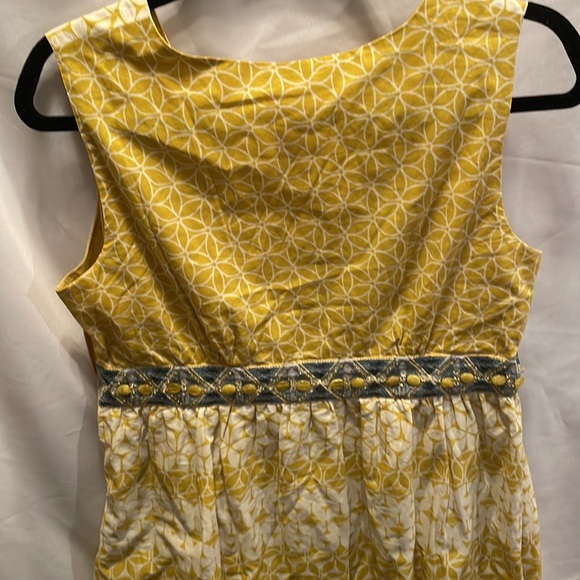 Du Jour dress Women’s Medium Beaded yellow cream blue W/stones at waist Cotton - Picture 3 of 6